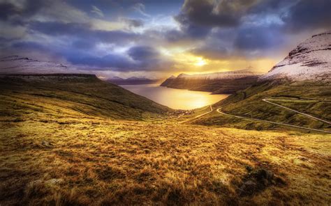 Fondos De Pantalla 1920x1200 Dinamarca Montañas Lago Cielo Amaneceres Y Atardeceres Fotografía