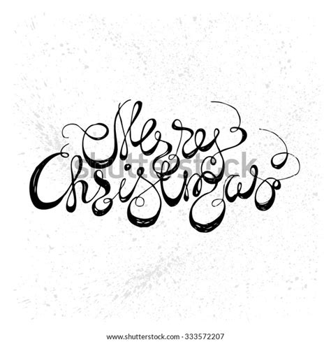 Merry Christmas Curly Hand Lettering Calligraphic Stock Vector Royalty