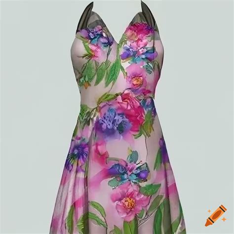 Photorealistic D Rendering Of A Floral Mini Halter Dress