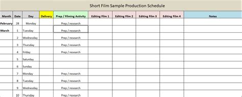 Production Schedule Template Excel & Word - Excel TMP