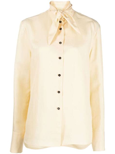 Jil Sander Pussy Bow Collar Blouse In Yellow 70 Off Editorialist