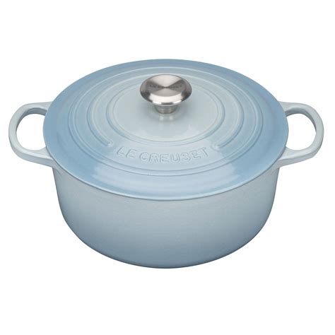 Le Creuset 24cm Round Casserole Signature Cast Iron Coastal Blue Luxurykitchen4u