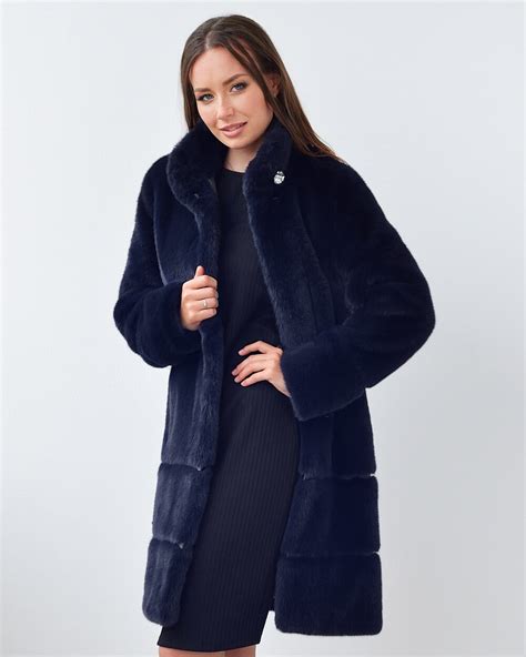 Navy Faux Fur Coat Navy Blue Faux Fur Coat Belted Faux Fur Coat