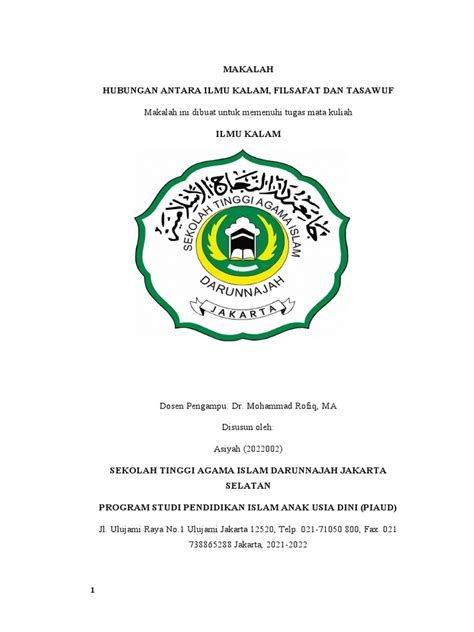 Hubungan Ilmu Kalam Filsafat Dan Tasawuf Pdf