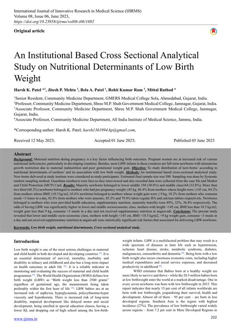 Pdf An Institutional Based Cross Sectional Analytical Study On