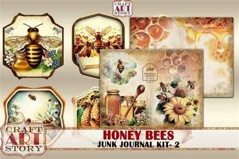 Vintage Honey Bees Junk Journal Kit Collage Sheets