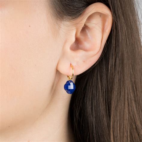 Boucles D Oreilles Lapis Lazuli Petit Trefle Or Jaune