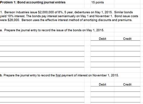 Solved Bond Accounting Journal Entries Benson Industries