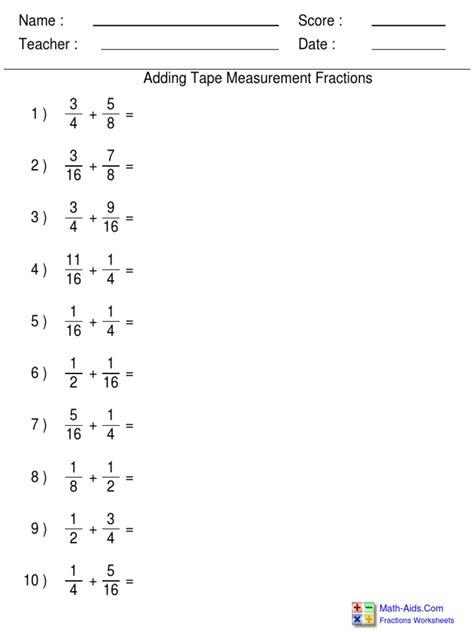 Fractions Adding Tape Measure | PDF | Teaching Mathematics