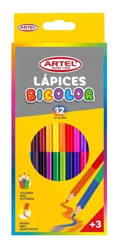 Estuche 12 Lápices Creyones Bicolor Artel 24 Colores Cuotas sin interés