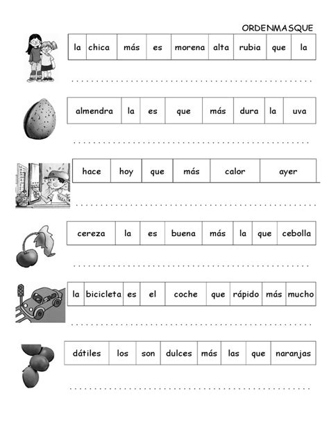 Ordenar Oraciones Pdf