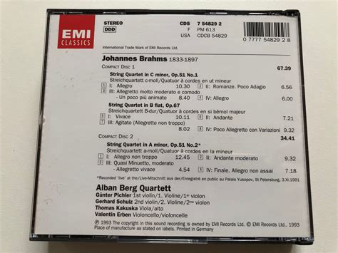 Brahms Alban Berg Quartett String Quartets Streichquartette