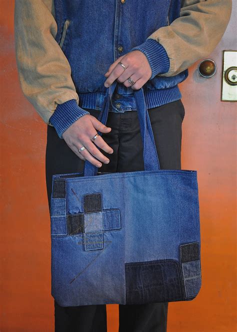 Upcycled Patchwork Denim Tote Bag Etsy