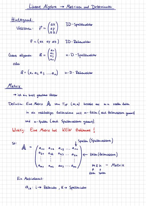 Matrizen Und Determinanten Teil 1 Lineare Algebra Matrizen Und