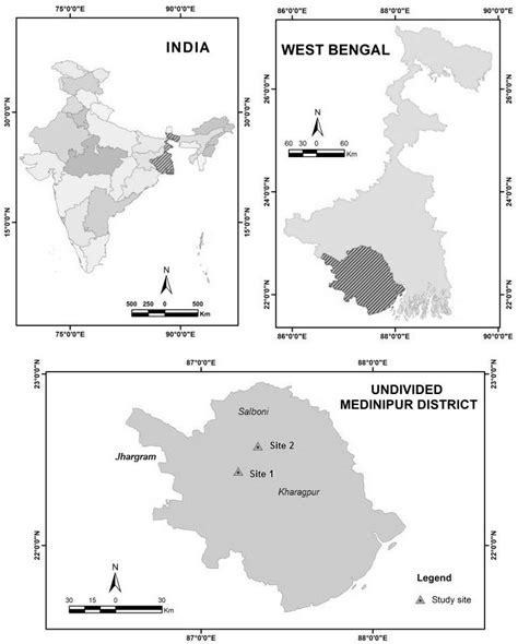Map Of India West Bengal And Midnapore West District Showing The