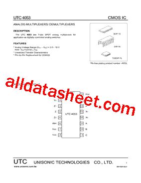 4053 数据表 PDF Unisonic Technologies