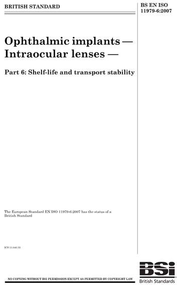 Bs En Iso Ophthalmic Implants Intraocular Lenses Shelf