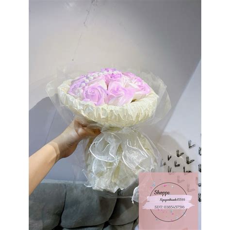 BÓ HOA HOT TREND hoa sáp loang giấy nhũ Shopee Việt Nam