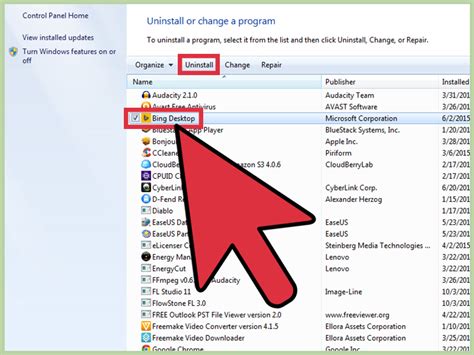 Uninstall Bing Windows 10