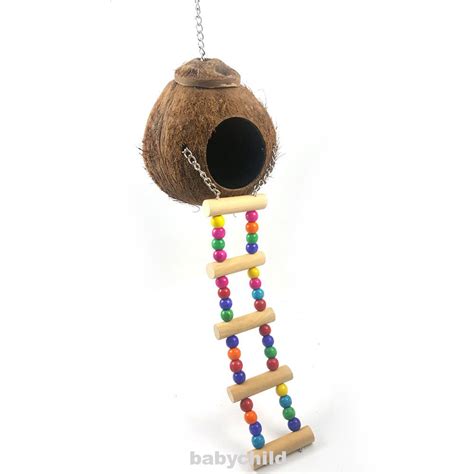 Toy Hanging Breeding Cage Perching Bird Coconut Shell Parrot Nest