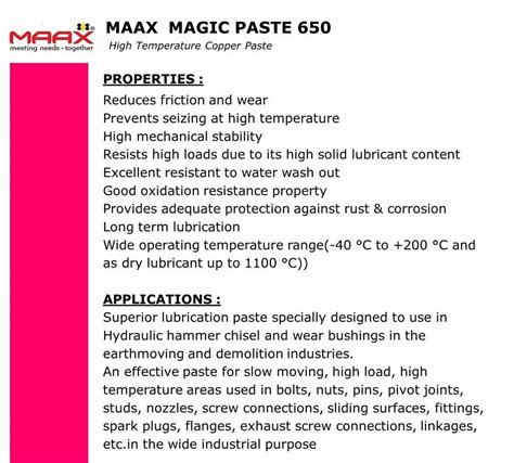 High Temperature Copper Paste Maax Magic Paste 650 At Best Price In