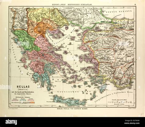 OLD MAP OF GREECE AND CRETE Stock Photo - Alamy