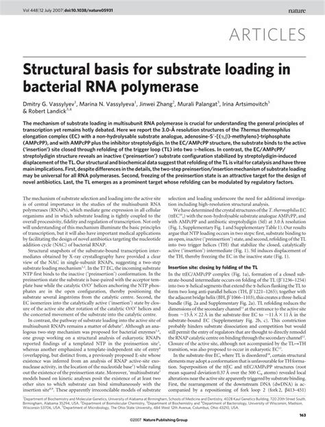 Pdf Structural Basis For Substrate Loading In Bacterial Rna Dokumen