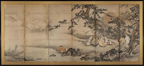 The Four Accomplishments Painting By Attributed To Kano Shoei Shou Ye