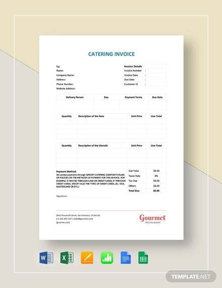 Free Catering Invoice Samples In Google Docs Google Sheets