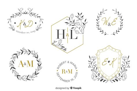 Colección De Monograma De Boda Ornamental Vector Gratis