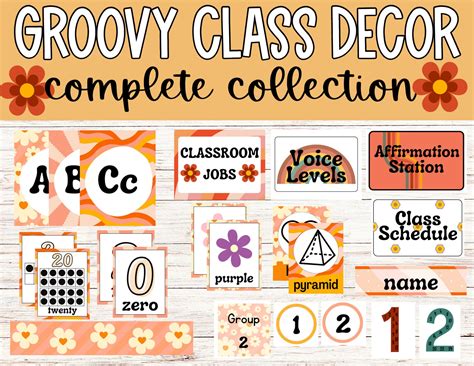 Retro Groovy Classroom Decor Bundle For Bulletin Board Etsy