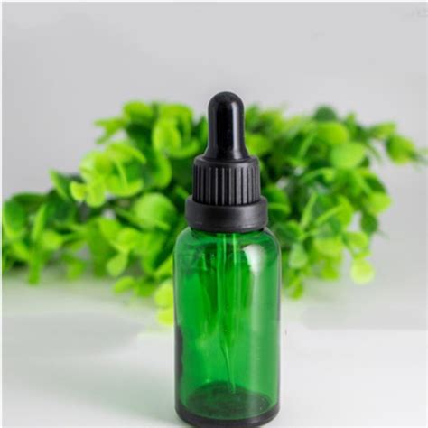 30ml Green Cosmetic Glass Bottle Tamper Evident Glass Dropper Cap