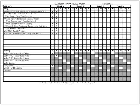 Leader Standard Work Template Excel