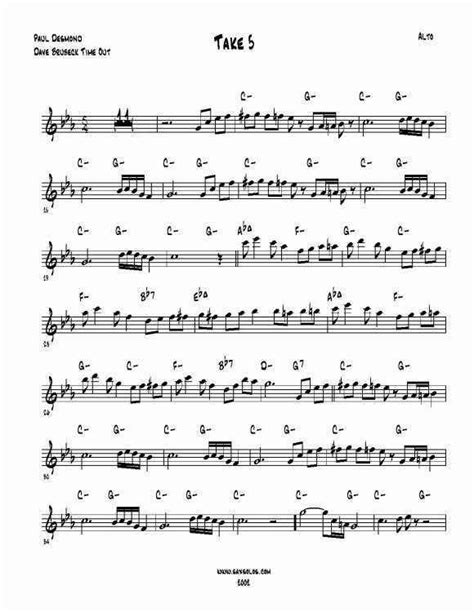 Sheet Music With The Words Take 5 Written On It