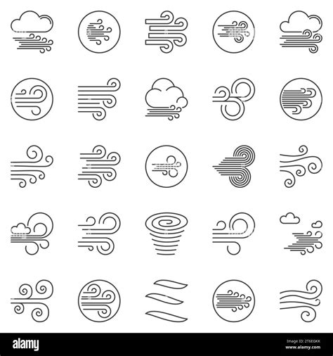 Wind Outline Vector Icons Set Breeze Concept Weather Symbols In Thin