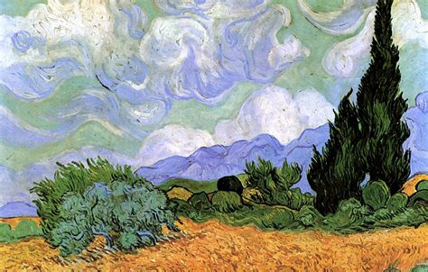 Wallpaper Vincent van Gogh, Wheat Field, with Cypresses images for desktop, section живопись ...