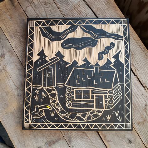 Wood Block Carving - Log Cabin – The Potter's Studio & Gallery