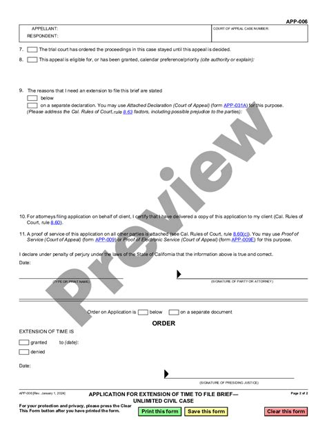 Fullerton California Application For Extension Of Time To File Brief