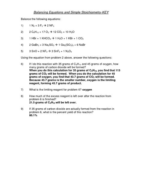 Stoichiometry Worksheet Answer Key Pro Worksheet