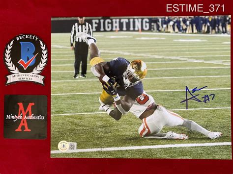 Audric Estime Autographed Signed 8x10 Photo Notre Dame Football Beckett