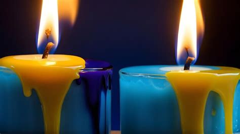 Premium AI Image | Detailed closeup of blue and yellow candle flame