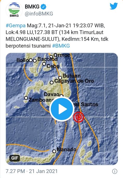 Gempa Lagi Sulawesi Utara Diguncang Gempa 7 1 SR Senator