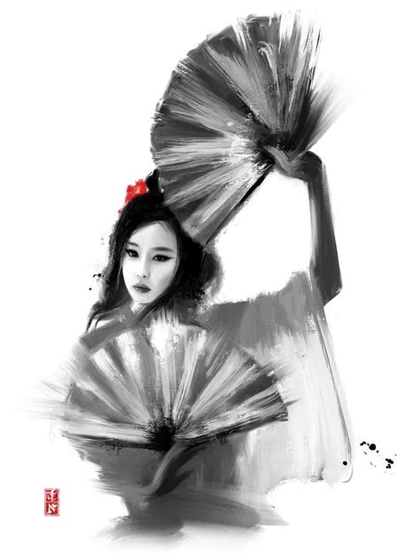 Geisha Fan Dance Painting By Ilyo Tao Pixels