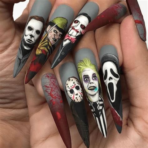 Horror Movie Nails Halloween Acrylic Nails Horror Nails Halloween