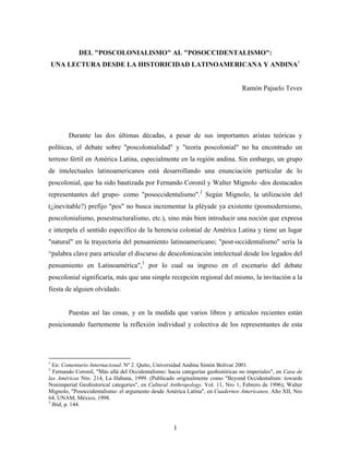 Del Poscolonialismo Al Posoccidentalismo Pdf