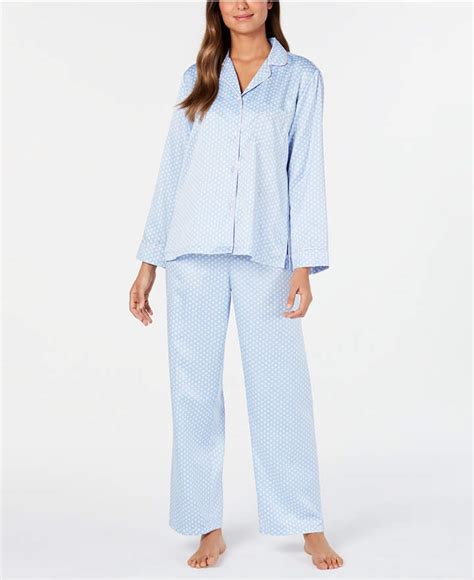 Miss Elaine Brushed Back Satin Pajama Set Shopstyle