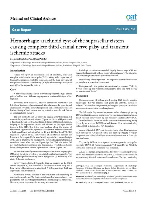 (PDF) Hemorrhagic arachnoid cyst of the suprasellar cistern causing ...