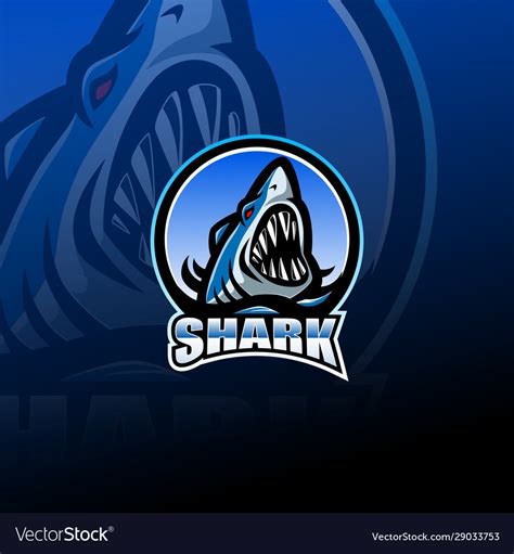 Shark Esport Mascot Logo Design Royalty Free Vector Image