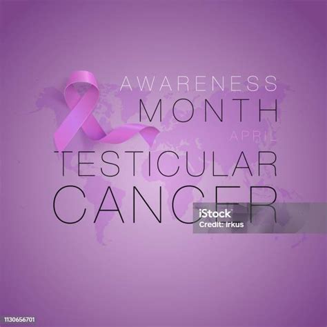 Testicular Cancer Awareness Calligraphy Poster Design Realistic Orchid Ribbon April Is Cancer