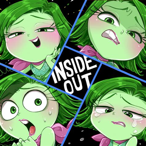 Safebooru Blush Disgust Inside Out Green Eyes Green Hair Green Skin Inside Out Lips Pixar